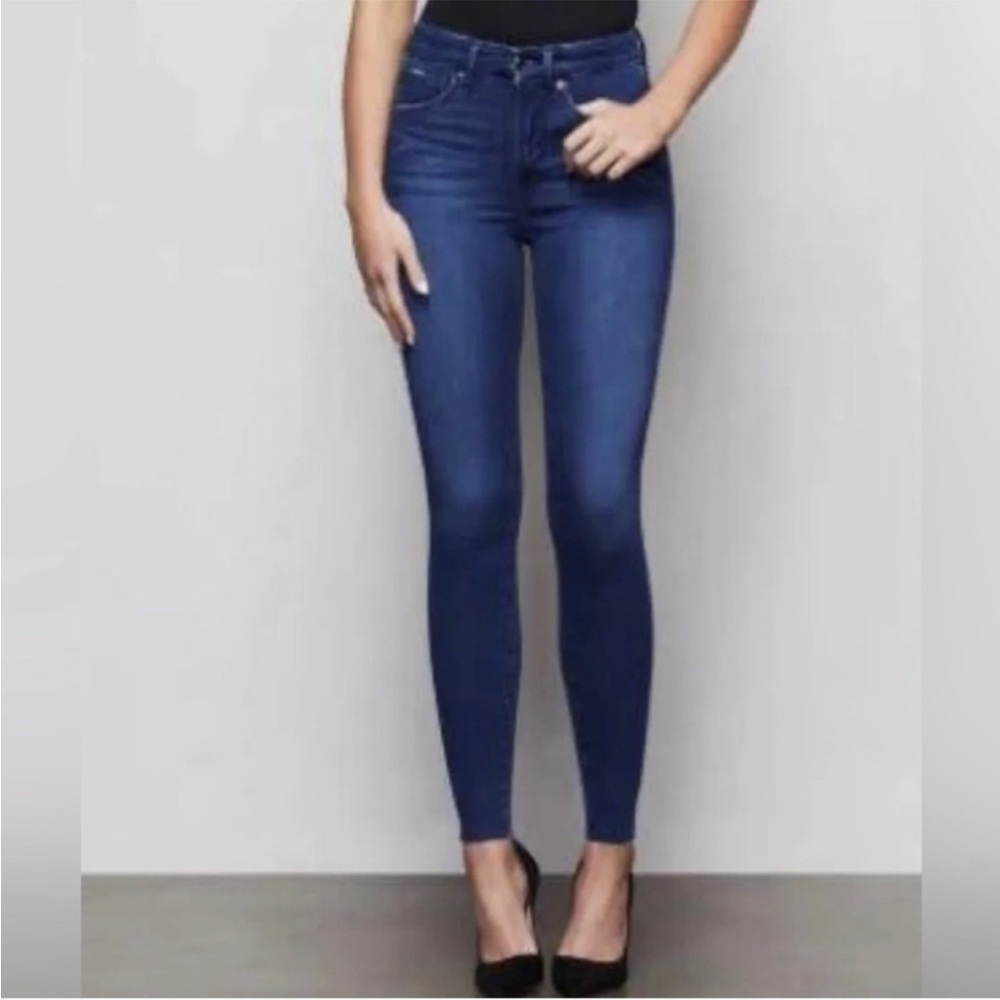 Good American Raw Edge High Rise Stretch Skinny Jeans in Blue434 GWRE367T SZ 6